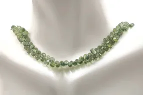 Natural Green Sapphire DIY Jewelry Sapphire Jewelry Unfinished Necklace September Birthstone Sapphire Briolette Drops Strand SKU:00111294