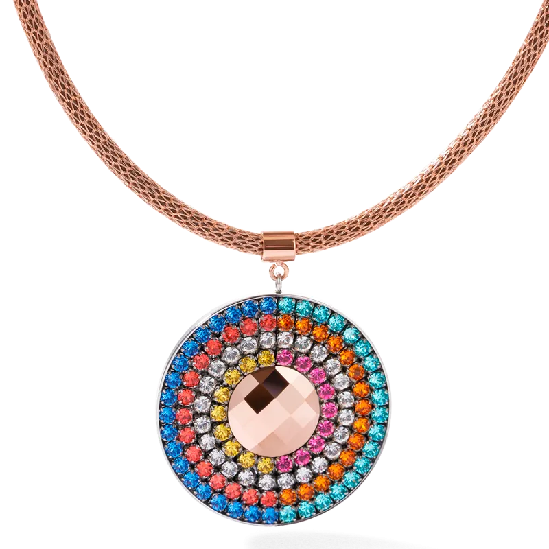 Necklace Amulet small Crystals & mesh multicolour