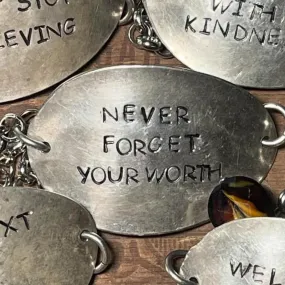 'Never Forget Your Worth' - Hammered Spoon & Chain Bracelet