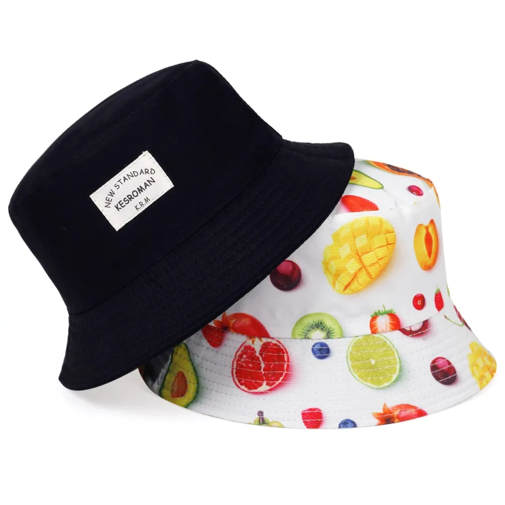 New double-sided fisherman hat fashion summer ladies sun hat tide letter printing wild basin hat hip hop bucket hat General