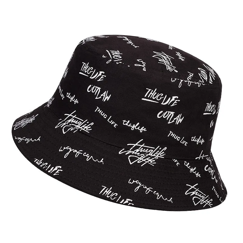 New double-sided fisherman hat fashion summer ladies sun hat tide letter printing wild basin hat hip hop bucket hat General