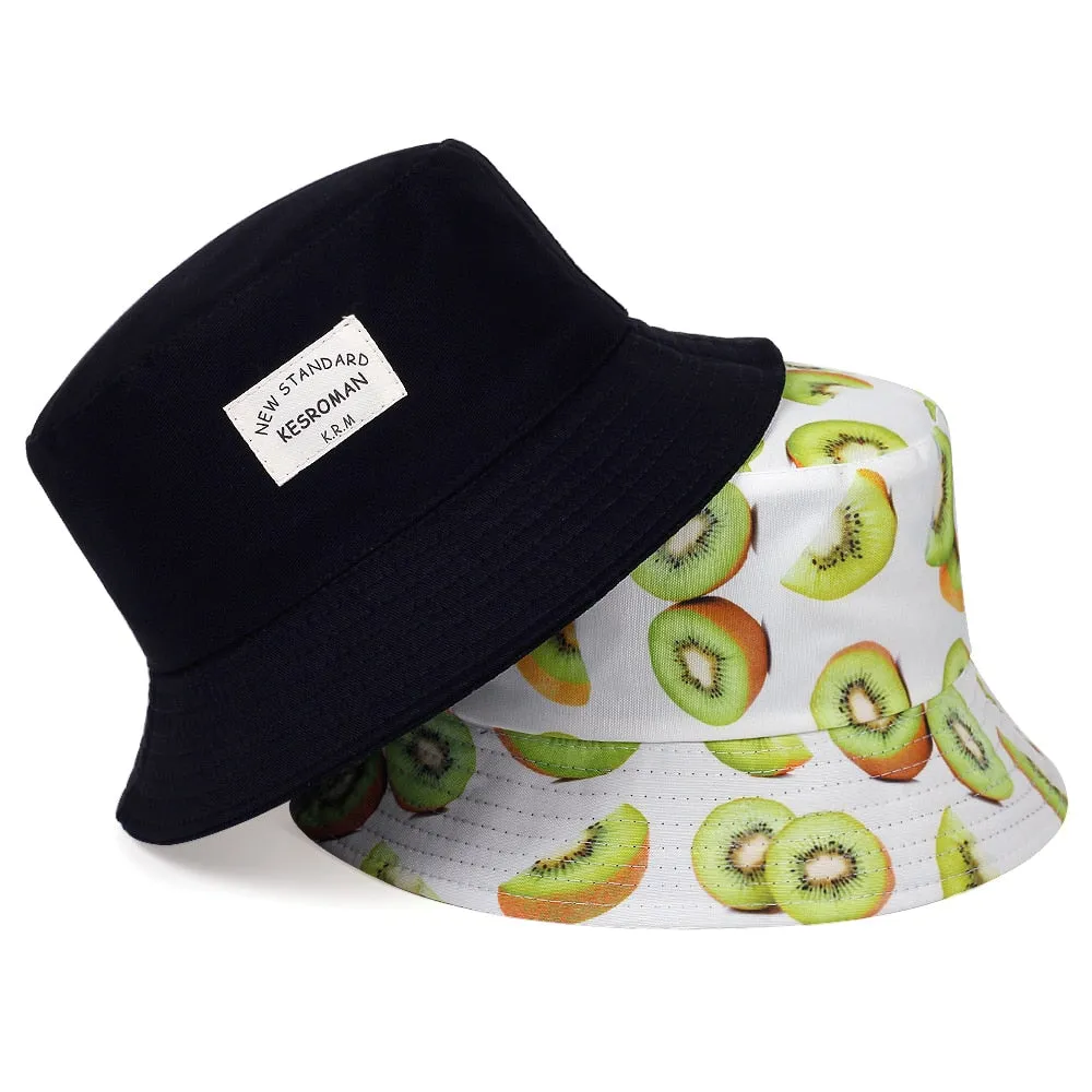 New double-sided fisherman hat fashion summer ladies sun hat tide letter printing wild basin hat hip hop bucket hat General