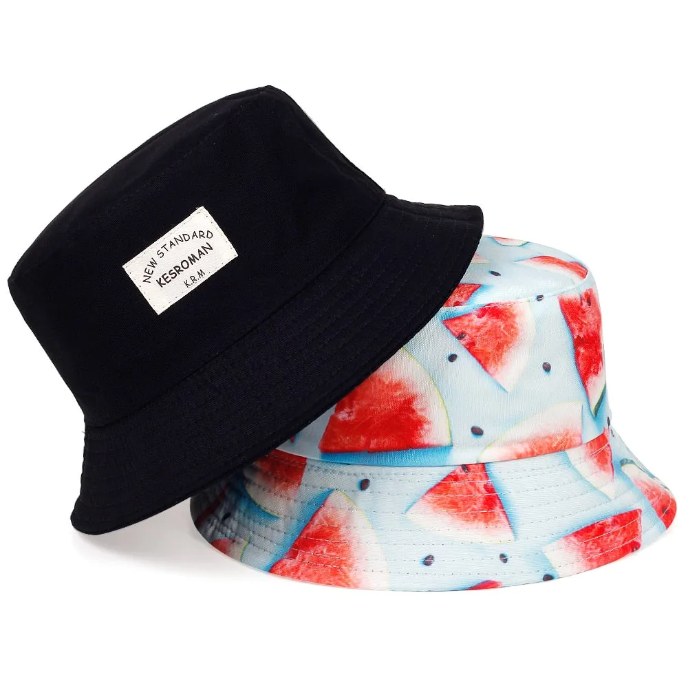 New double-sided fisherman hat fashion summer ladies sun hat tide letter printing wild basin hat hip hop bucket hat General