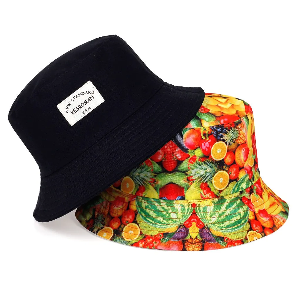 New double-sided fisherman hat fashion summer ladies sun hat tide letter printing wild basin hat hip hop bucket hat General