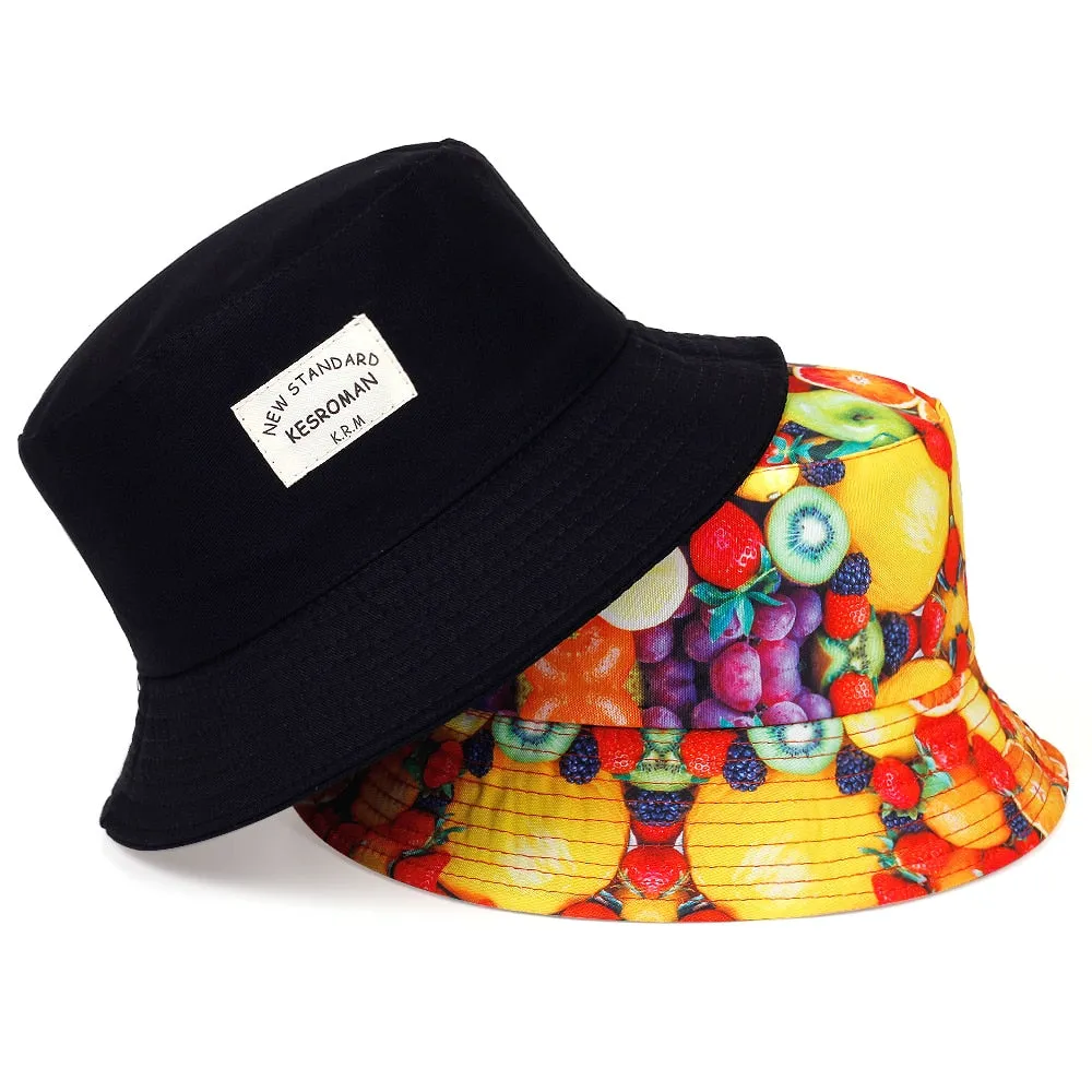 New double-sided fisherman hat fashion summer ladies sun hat tide letter printing wild basin hat hip hop bucket hat General