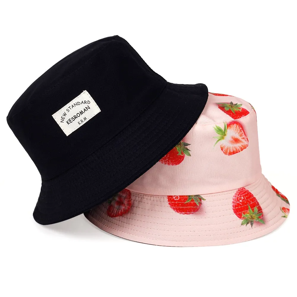 New double-sided fisherman hat fashion summer ladies sun hat tide letter printing wild basin hat hip hop bucket hat General