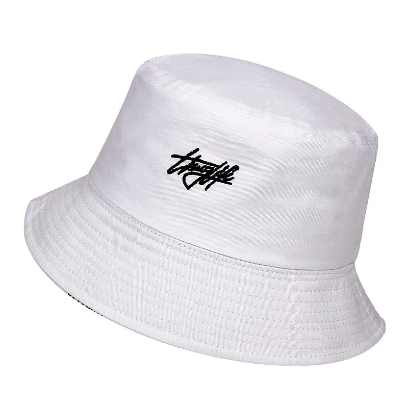 New double-sided fisherman hat fashion summer ladies sun hat tide letter printing wild basin hat hip hop bucket hat General