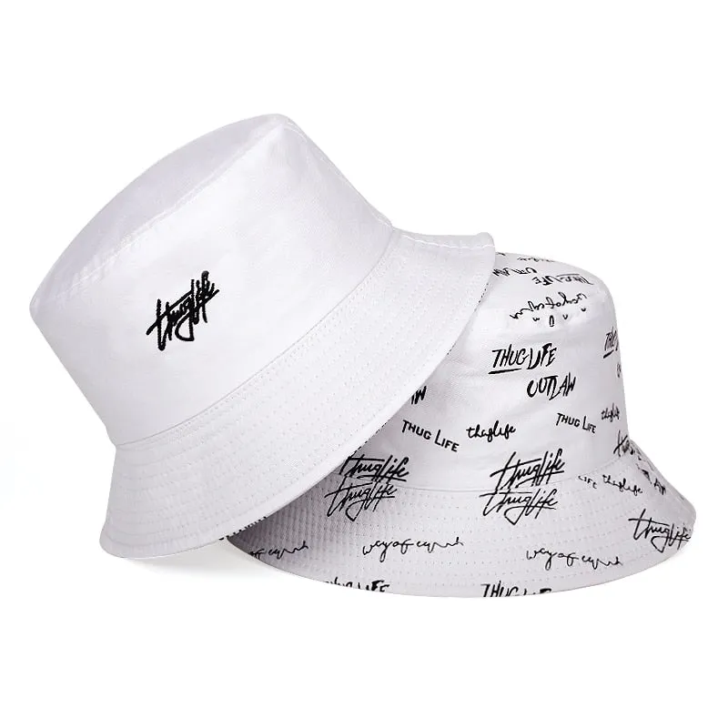 New double-sided fisherman hat fashion summer ladies sun hat tide letter printing wild basin hat hip hop bucket hat General