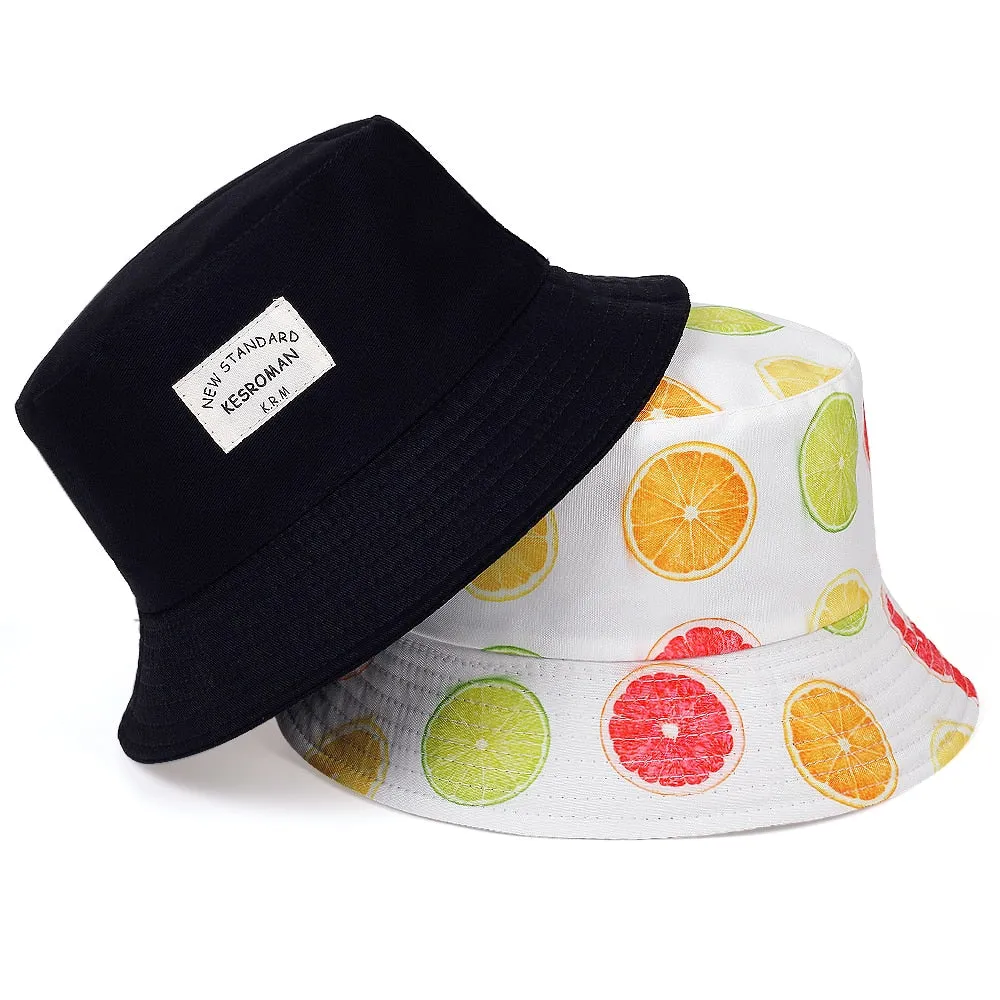 New double-sided fisherman hat fashion summer ladies sun hat tide letter printing wild basin hat hip hop bucket hat General