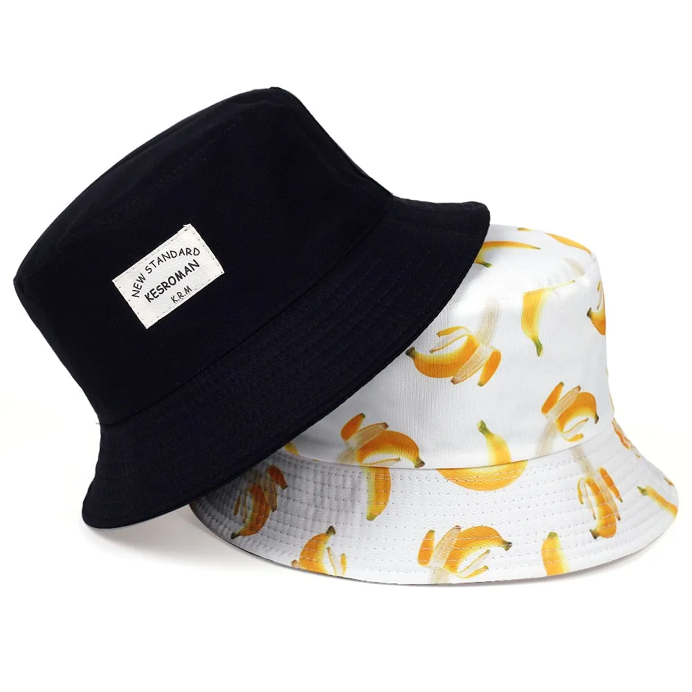 New double-sided fisherman hat fashion summer ladies sun hat tide letter printing wild basin hat hip hop bucket hat General