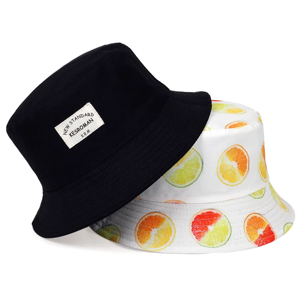 New double-sided fisherman hat fashion summer ladies sun hat tide letter printing wild basin hat hip hop bucket hat General