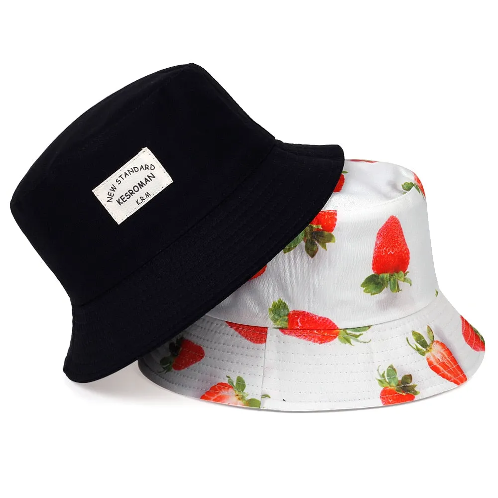 New double-sided fisherman hat fashion summer ladies sun hat tide letter printing wild basin hat hip hop bucket hat General