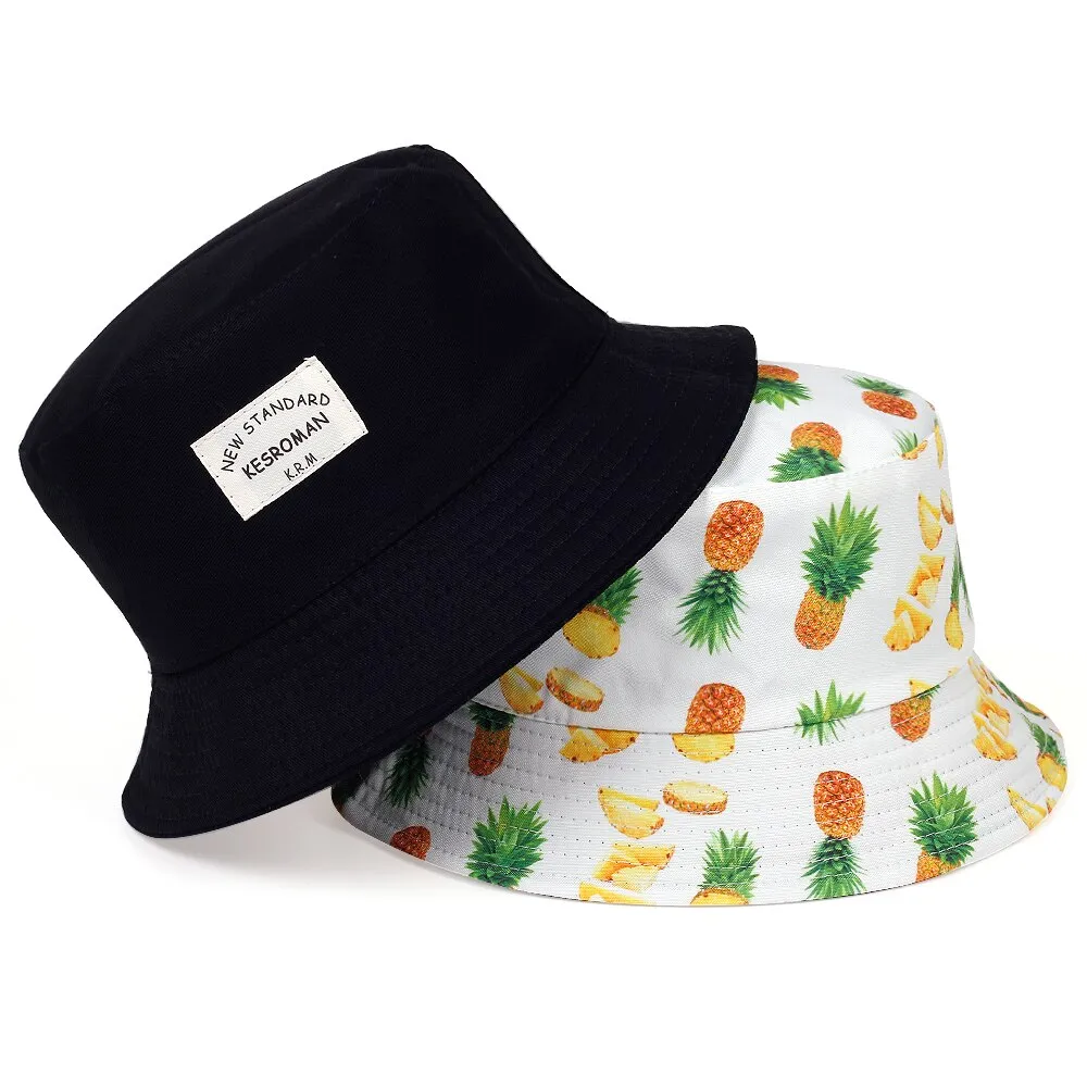 New double-sided fisherman hat fashion summer ladies sun hat tide letter printing wild basin hat hip hop bucket hat General