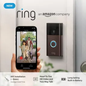 New Ring Battery Video Doorbell (2024 Release) DIY Wireless Camera with Built-In Battery