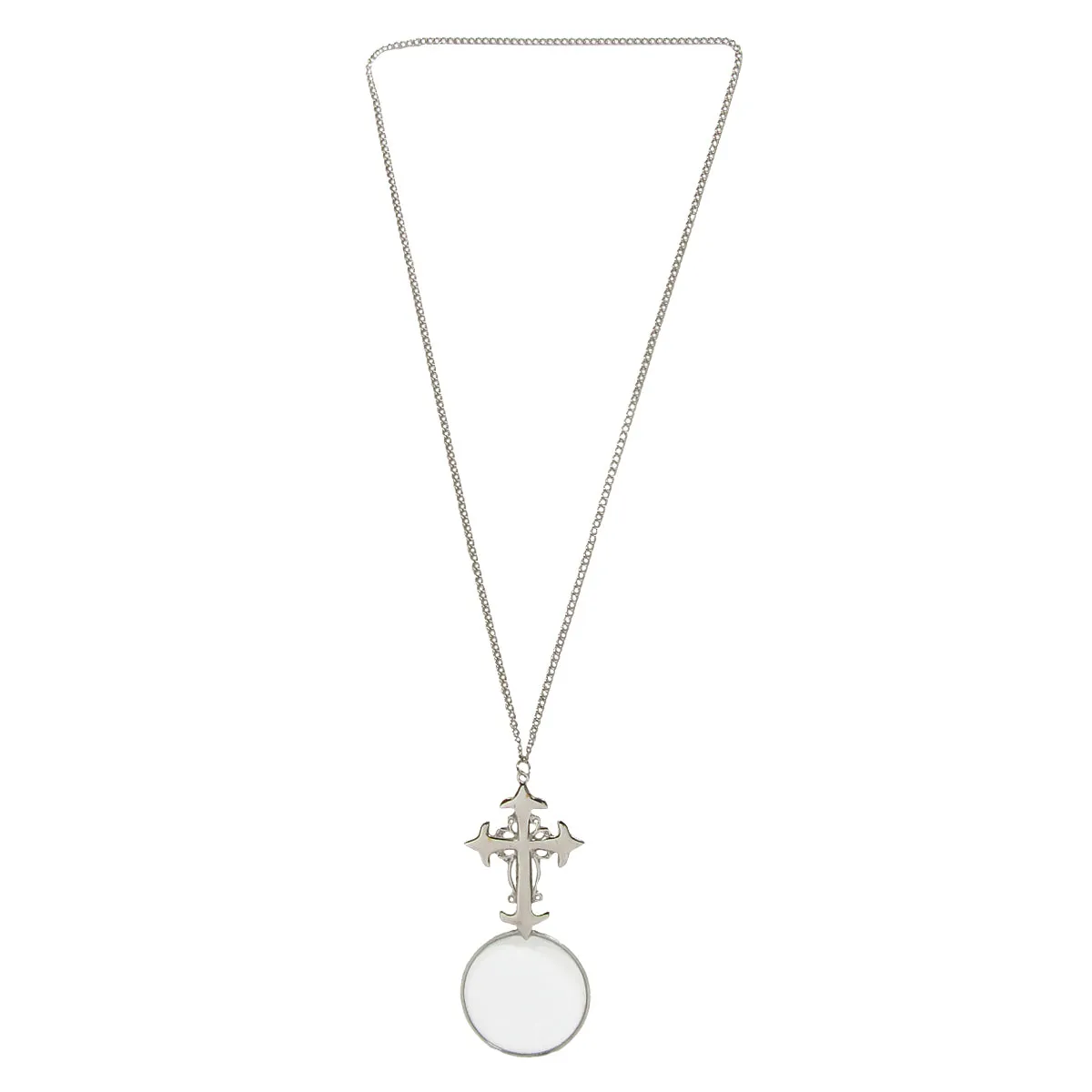 New Silver Gothic Style Cross Magnifier Necklace