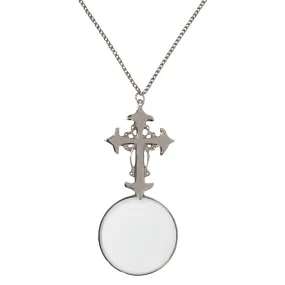 New Silver Gothic Style Cross Magnifier Necklace