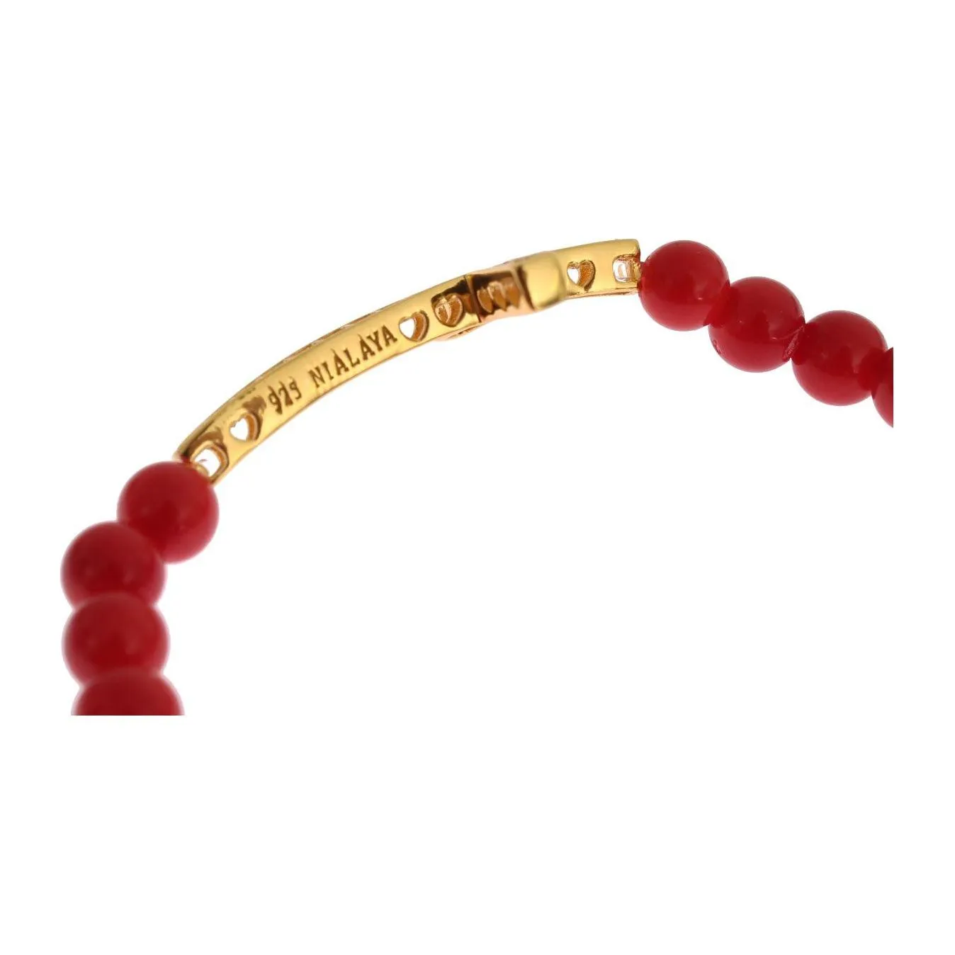 Nialaya Elegant Gold and Red Coral Beaded Bracelet