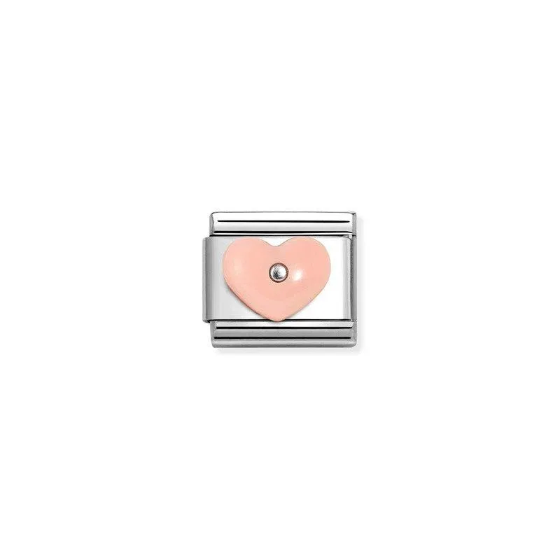 Nomination Composable Link Pink Coral Heart, Silver