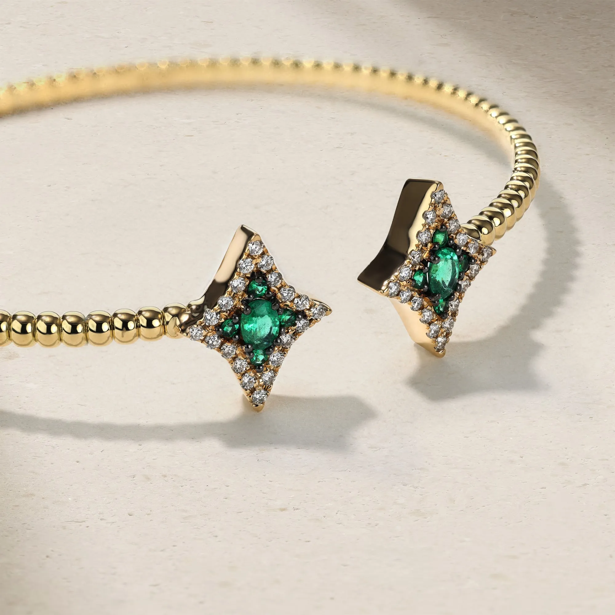 Notte Emerald and Diamond Beaded Bangle