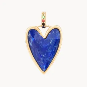 ocean deep love lapis heart mood charm - 10k yellow gold, natural gemstones