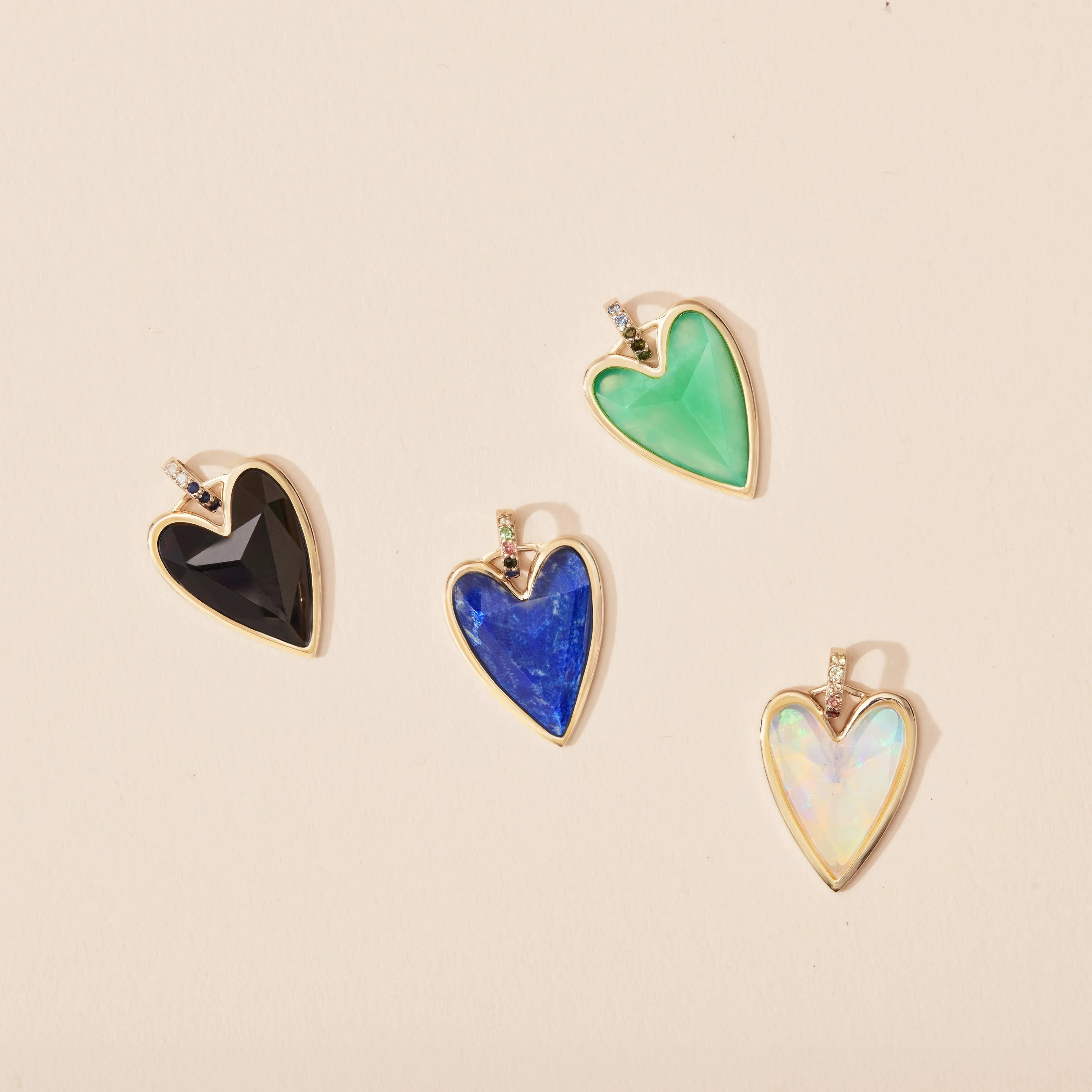 ocean deep love lapis heart mood charm - 10k yellow gold, natural gemstones