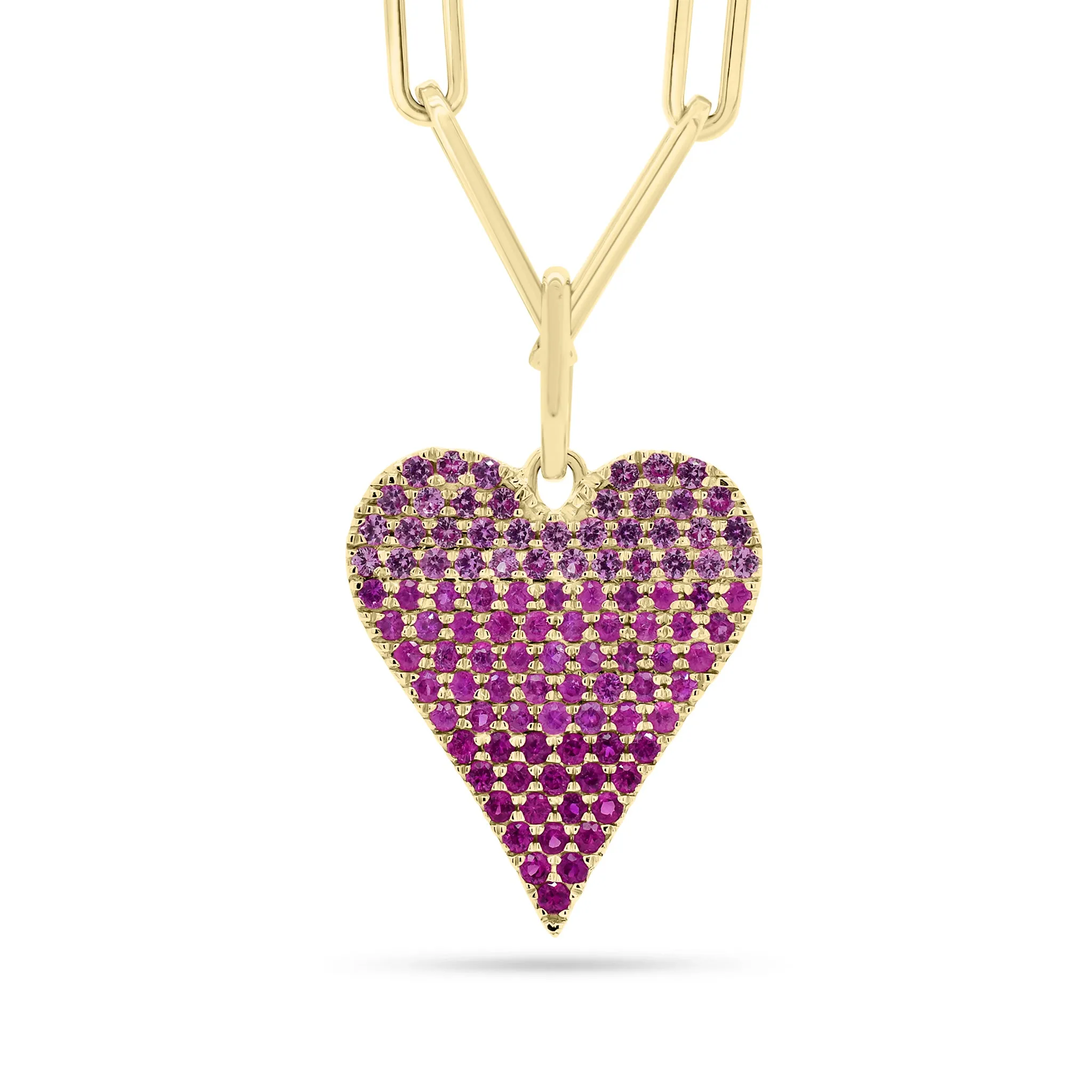 Ombre Pink Sapphire Heart Pendant