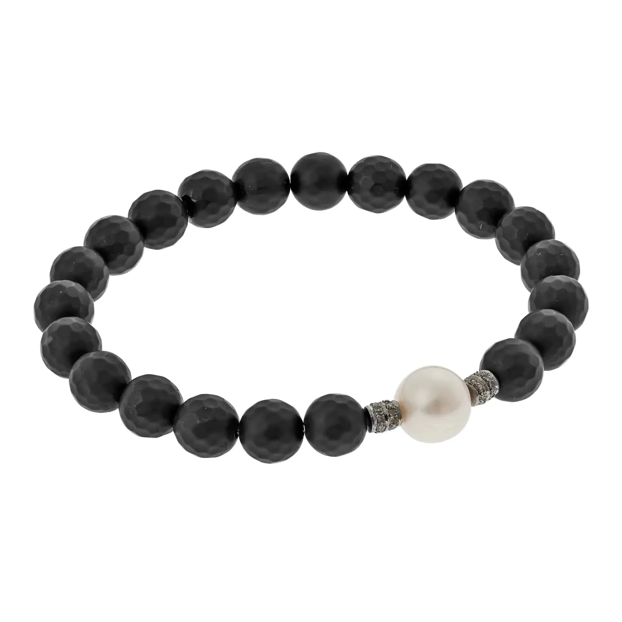 Onyx & White Pearl Bracelet 44