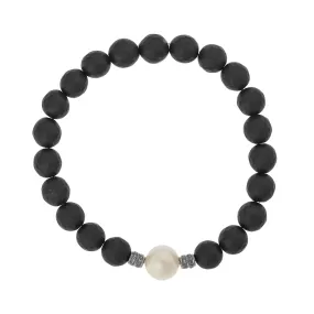 Onyx & White Pearl Bracelet 44