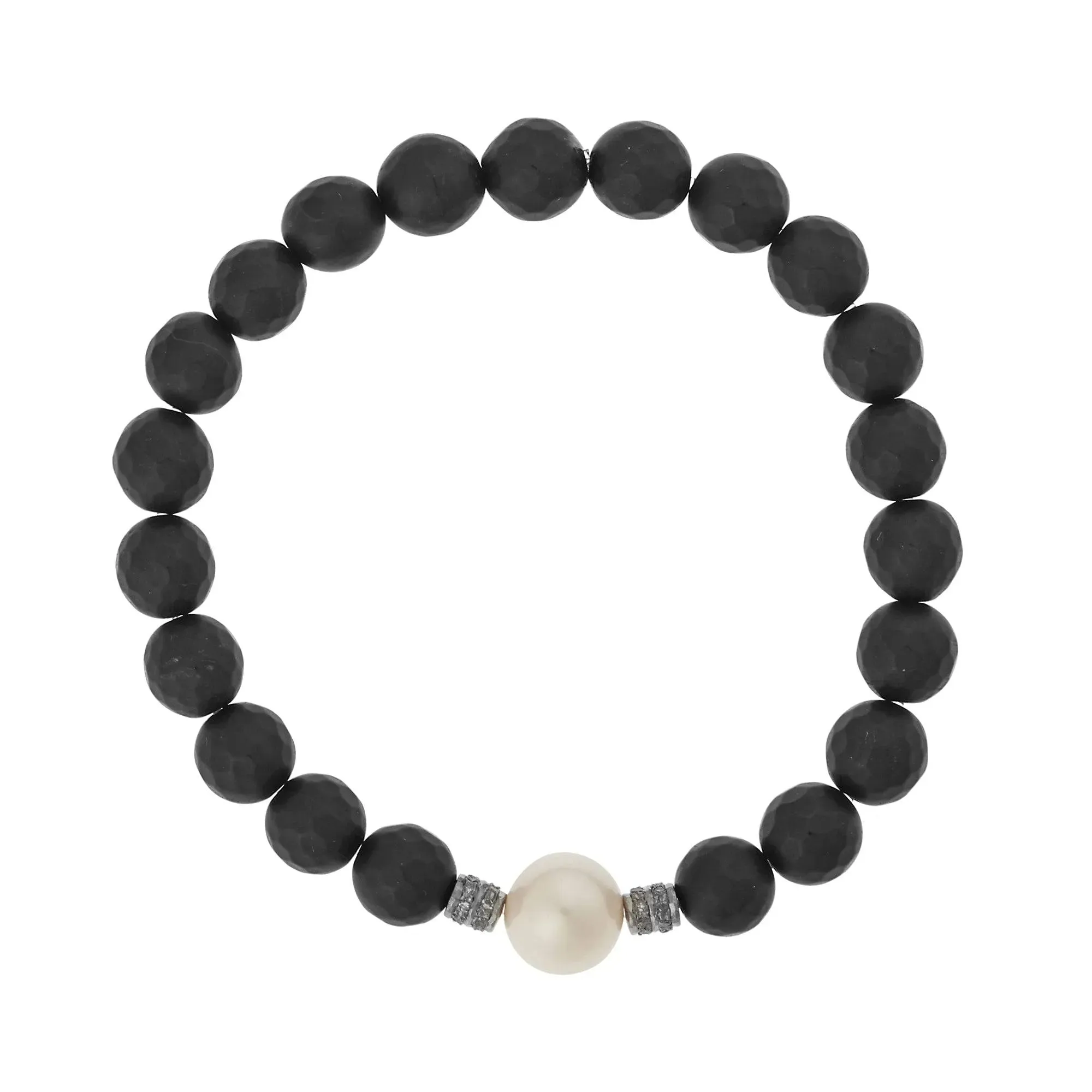 Onyx & White Pearl Bracelet 44