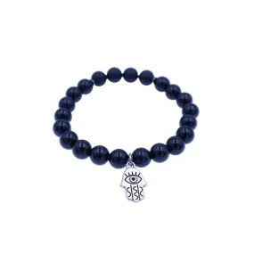 Onyx Protection Bracelet with Hand of Fatima