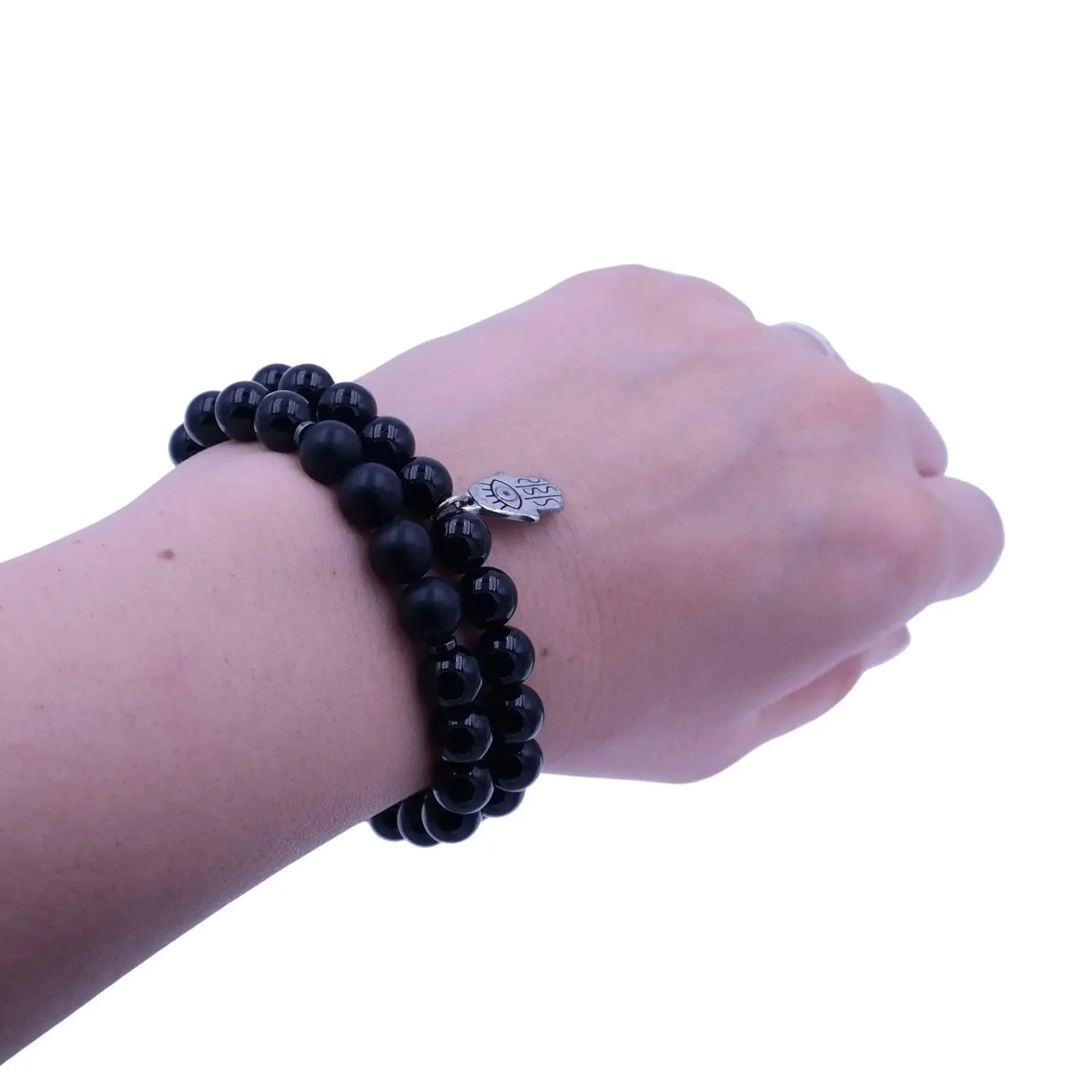 Onyx Protection Bracelet with Hand of Fatima