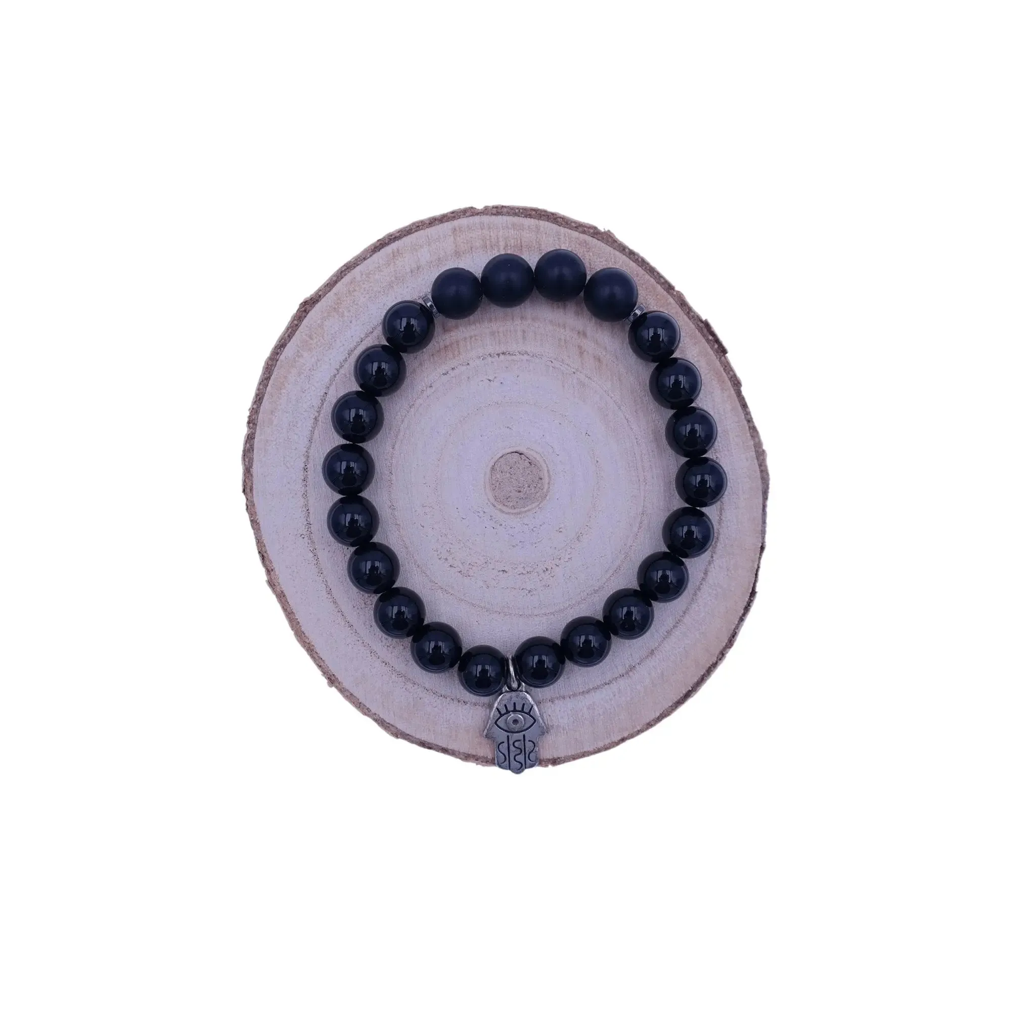 Onyx Protection Bracelet with Hand of Fatima