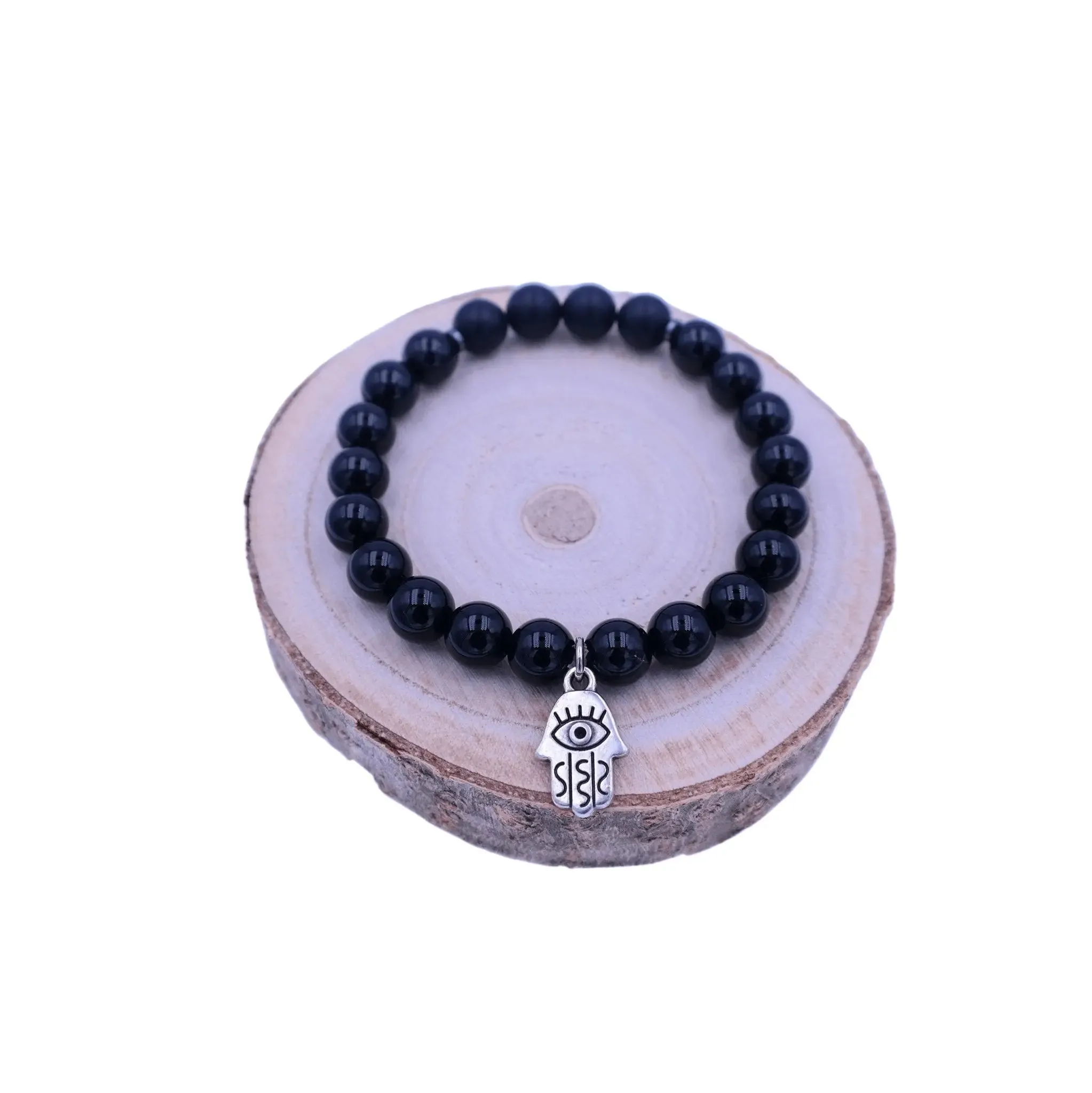 Onyx Protection Bracelet with Hand of Fatima