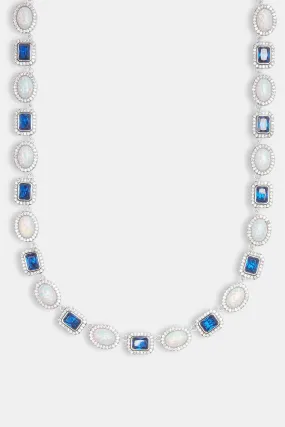 Opal & Blue Gemstone Chain - White