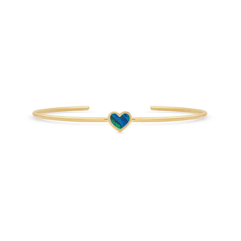 Opal Inlay Heart Cuff