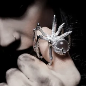 Orb- the Orb Weave Spider Ring with Crystal Ball