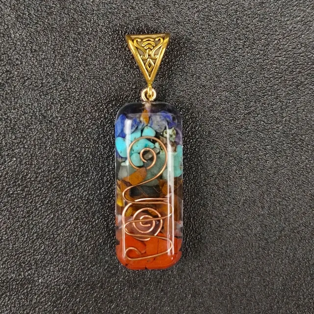 Orgone Chakra Healing Pendant with Adjustable Cord 7 Chakra Stones Necklace for EMF Protection and Spiritual Healing