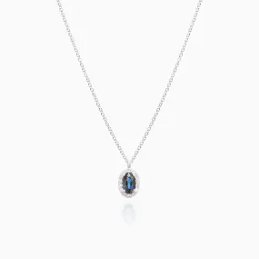 Oval Sapphire Halo Necklace