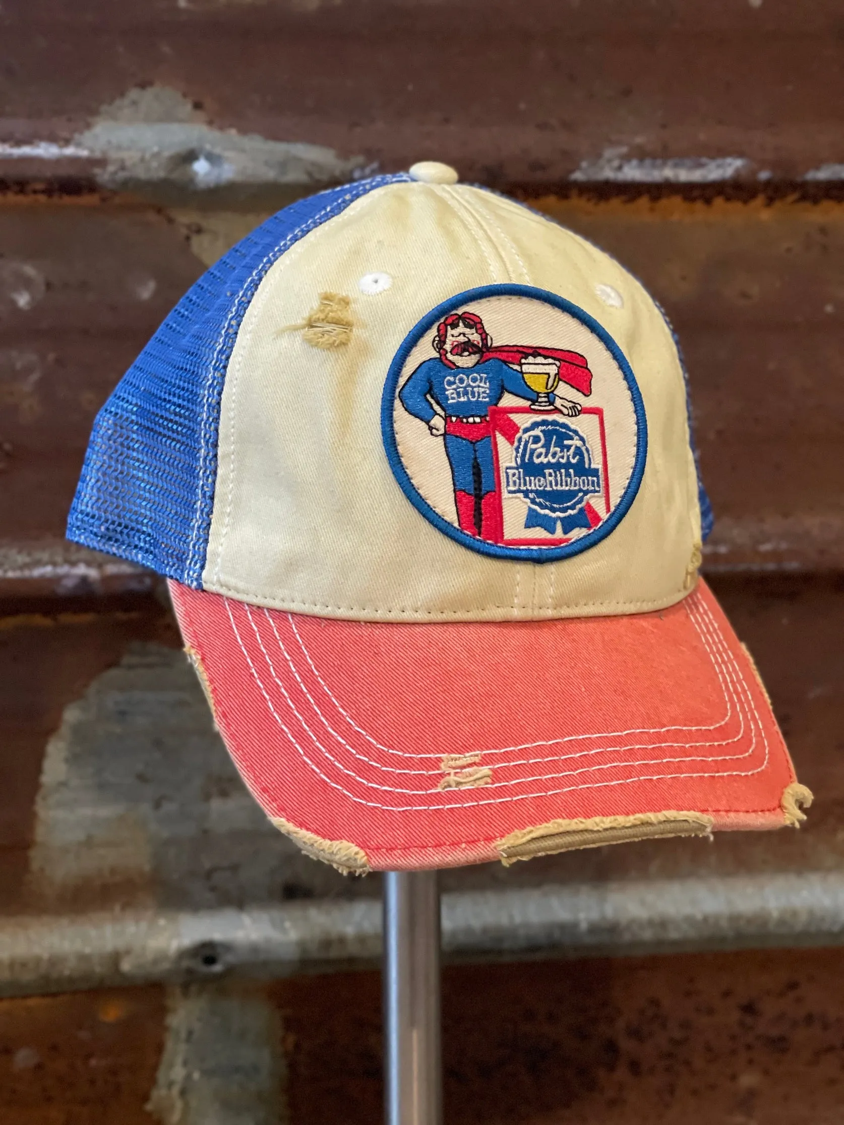 Pabst COOL BLUE Hat- Distressed Tri-tone Snapback