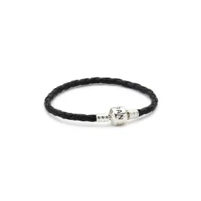 Pandora Moments Black Leather Bracelet #590705CBK-S2 17.5cm