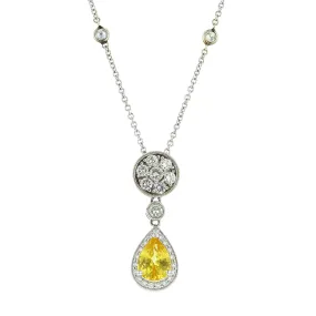 Pear-Shaped Yellow Sapphire and Diamond Necklace