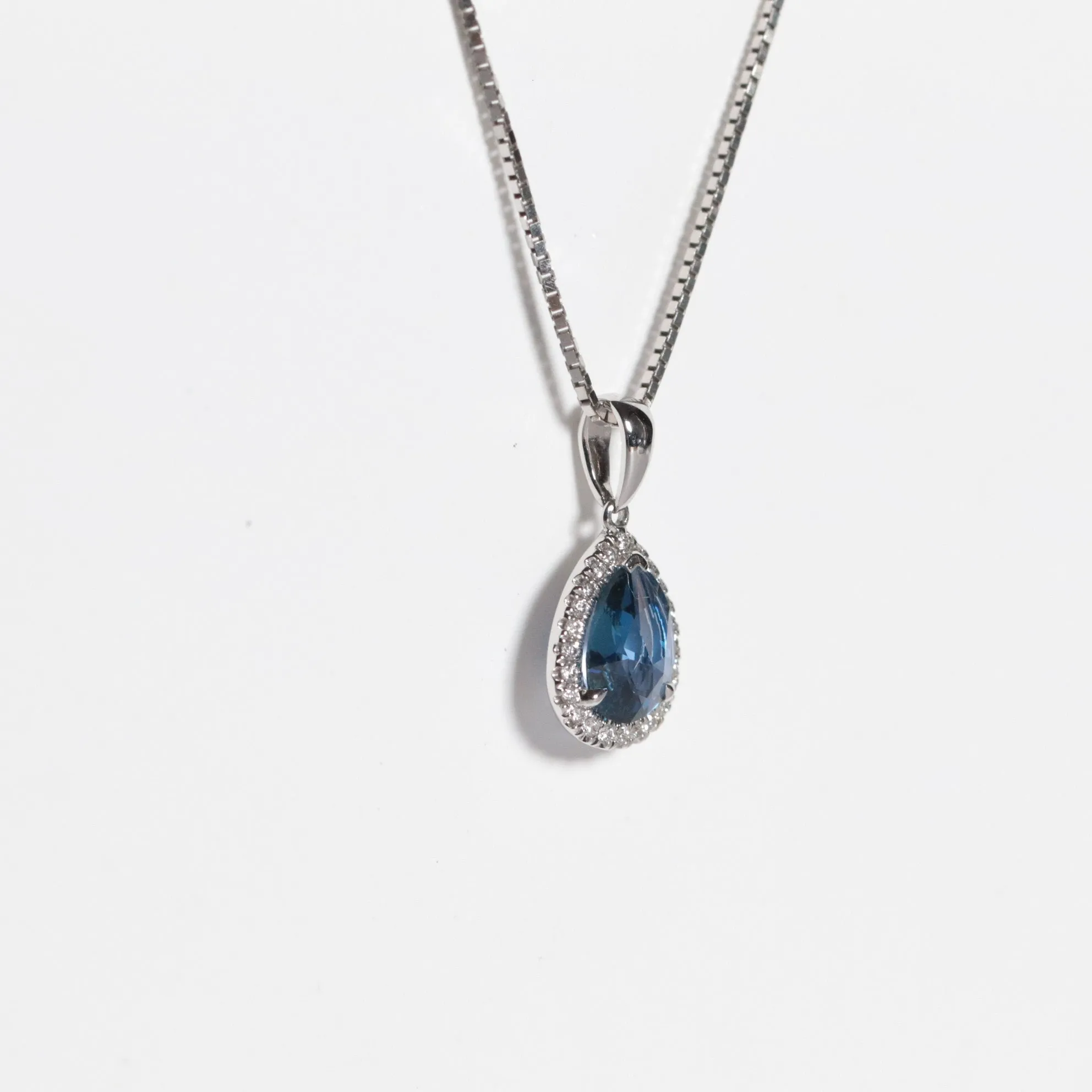 Pear Shaped Yogo Sapphire Halo Necklace