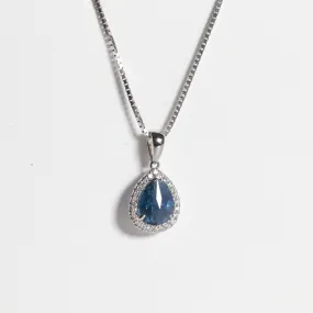 Pear Shaped Yogo Sapphire Halo Necklace