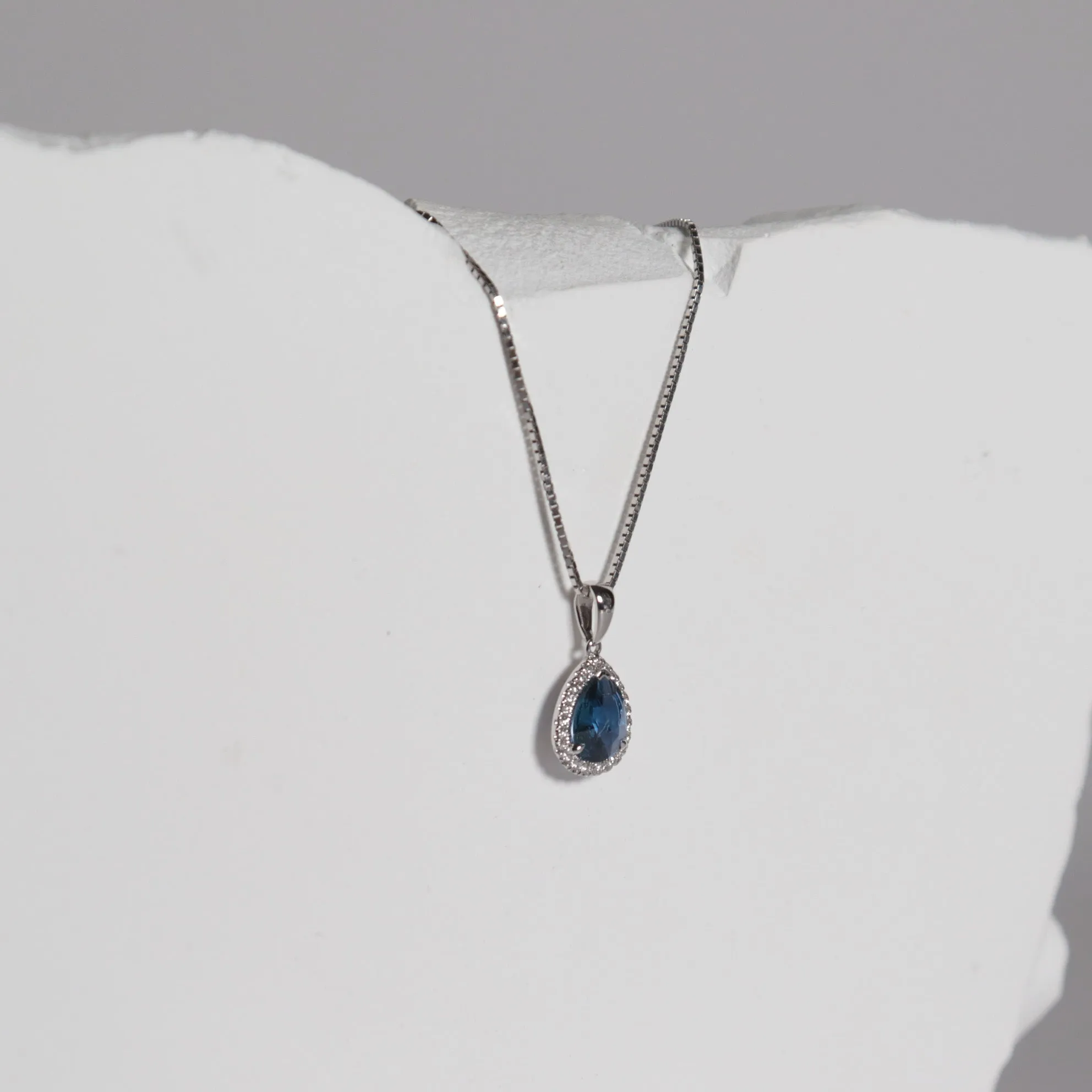 Pear Shaped Yogo Sapphire Halo Necklace