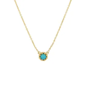 Petite Crown Bezel Turquoise Necklace