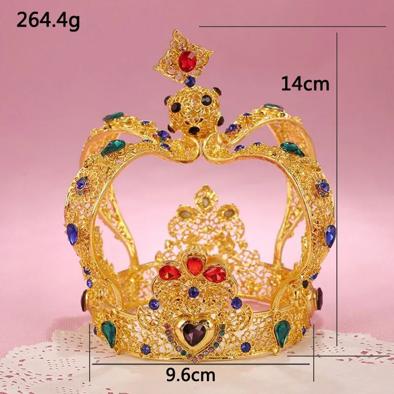 Petite Crystal Queen King Full Round Coronation Crown Pageant Accessory