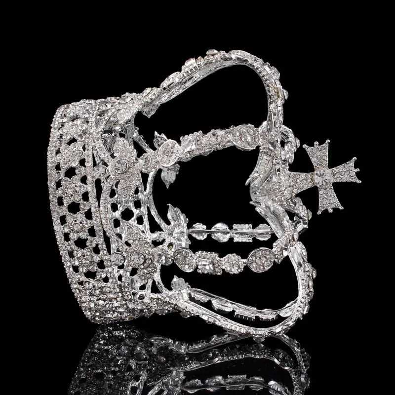 Petite Crystal Queen King Full Round Coronation Crown Pageant Accessory