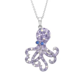 Pink Octopus Necklace With Aqua Swarovski® Crystals