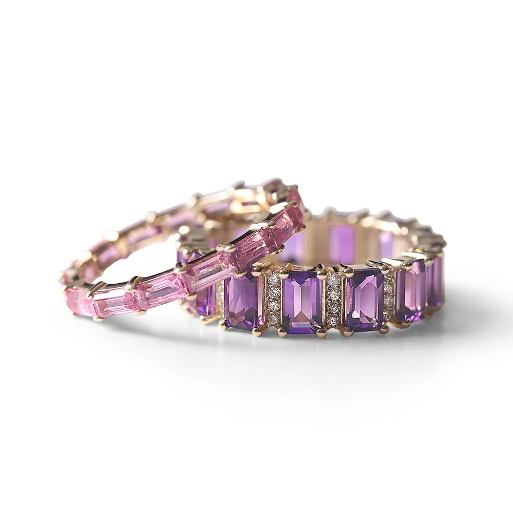 PINK SAPPHIRE BAGUETTE ETERNITY BAND