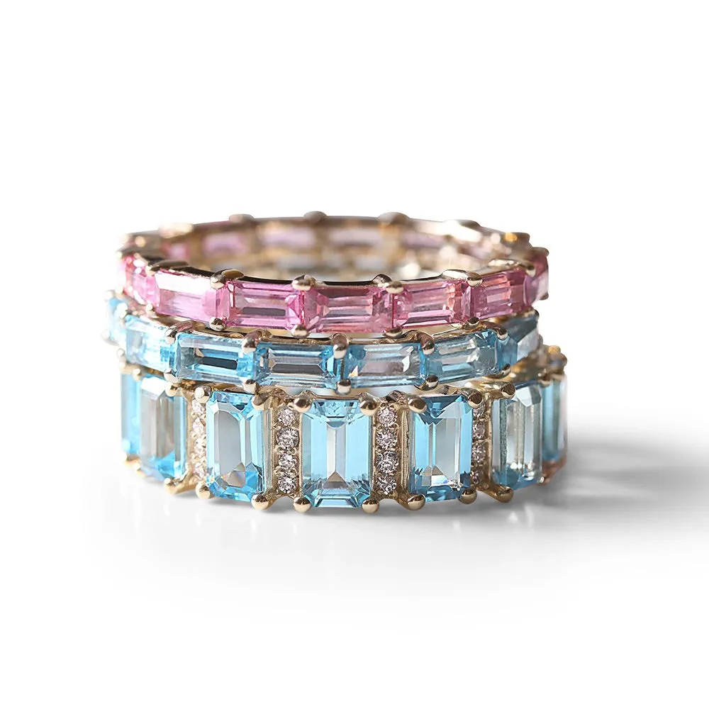 PINK SAPPHIRE BAGUETTE ETERNITY BAND